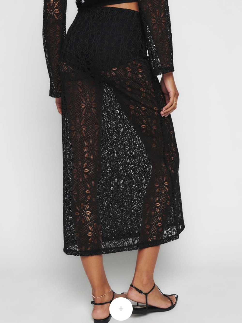 REFORMATION Black Crochet Lace Midi Skirt, size M - Picture 11 of 11